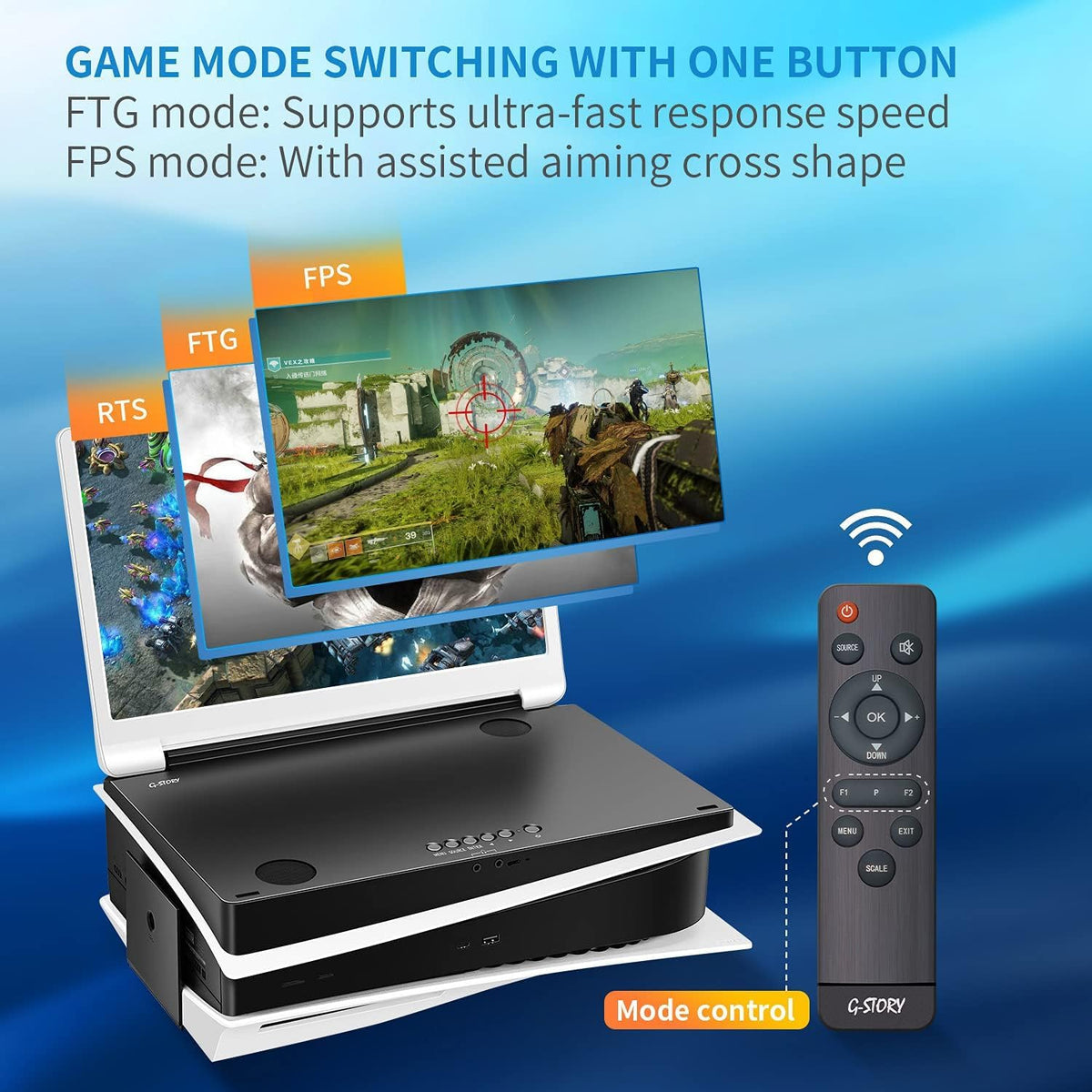 G-STORY 15.6 inch IPS 2K 120Hz portable monitor, gaming display, integrated with PS5 (not included), 2560 x 1440, with 2 HDMI ports, FreeSync, 2 integrated multimedia stereo - QUORE