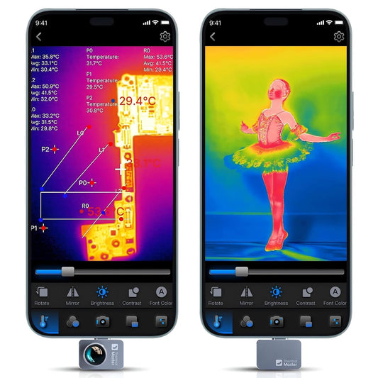 Warmtebeeldcamera Android P2 Pro infrarood camera met macrolens warmtecamera 256 x 192 Super IR resolutie 512 x 384, 1112 °F temperatuurmeting 15x zoom kleinste thermocamera 9 g (P2 Pro