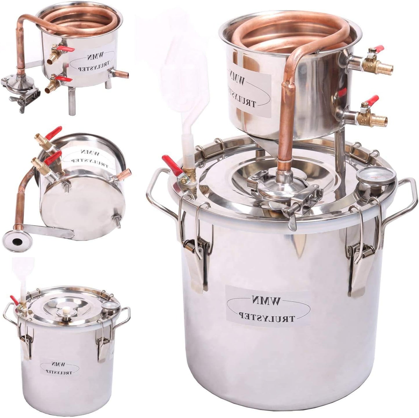 Fayelong Water Distiller 10L (2 Gal), Copper Alcohol Moonshine Stiills, Wine Making Fermentation Kit for Self Fired Whisky, Wine, Cognac, Vodka - QUORE