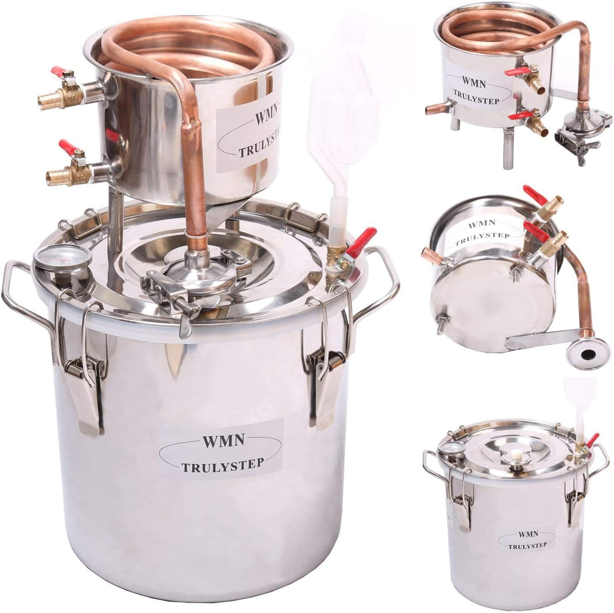 Destilleerset – Alambiek – Distilleerketel – Distilleerapparaat – Destillatieketel – 12 Liter – RVS Ketel met Koperen Koelslang en Thermometer