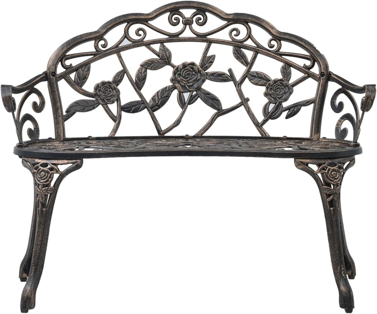 Garden Bench, Garden Bench, Patio Furniture, Cast Aluminium, Bronze, 100 cm - QUORE