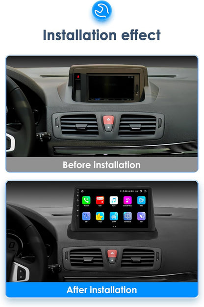 Ossuret Autoradio voor Renault Megane 3 2008-2014, 9inch Android 14 Aanraakscherm 2+32GB GPS Navigatie met Carplay Android Auto Bluetooth Ondersteuning WiFi DSP TPMS OBD2 Stuurwielbediening DAB+