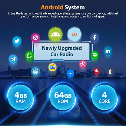 [4G+64G] 2 Din Autoradio Draadloze Apple CarPlay & Android Auto Radio, Motorsi 9'' HD Touchscreen Android Radio met GPS Navigatie/Bluetooth/Mirror Link/SWC/EQ/FM/RDS/Achteruitrijcamera