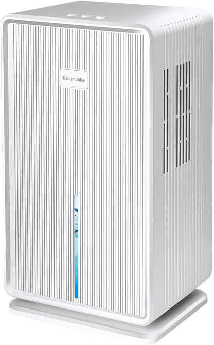 Elektrische luchtontvochtiger, 1 l/T (3 l watertank), luchtontvochtiger onder 40 dB met ontdooien, gekleurd nachtlampje voor 30 m²-70 m², woning, badkamer, kelder, wit