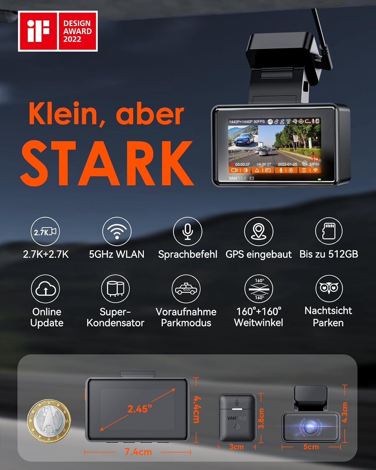 Dashcam – Autocamera – Auto Camera – Dashcam Voor En Achter – Dubbele Lens – 1944P Voor En Achter – 5GHz Wifi En WDR Nachtzicht