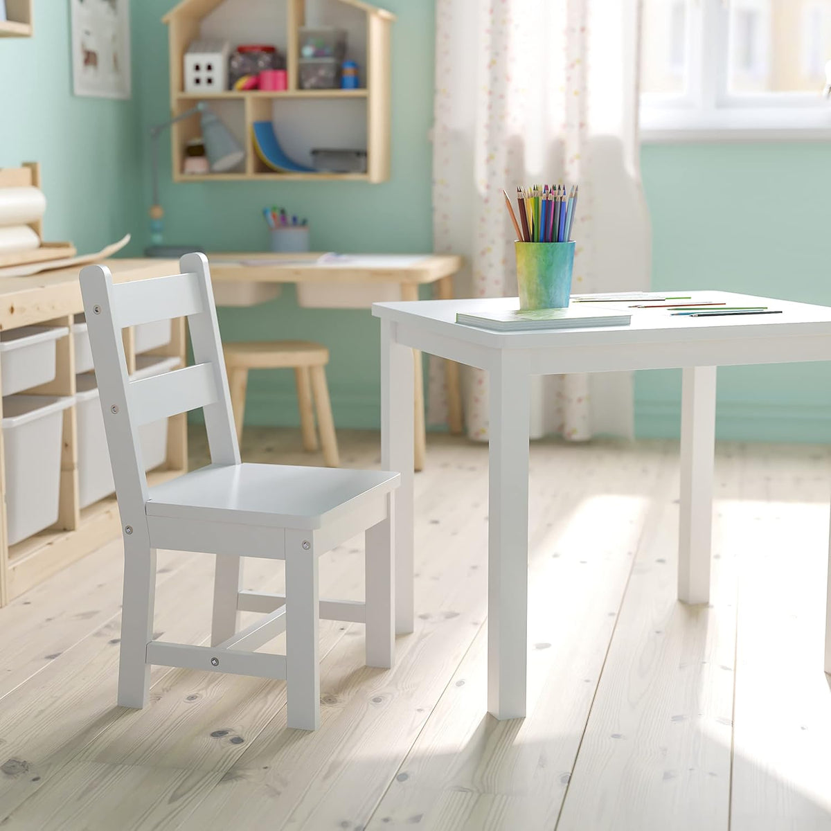 Flash Furniture Vierkante activiteit tafel sets, ontworpen hout, wit - QUORE