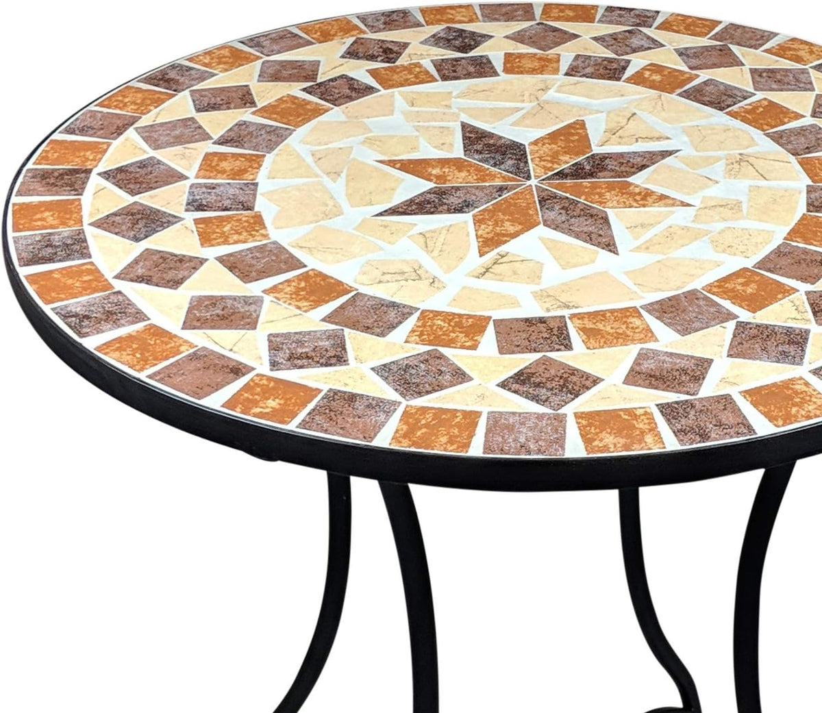 Mozaïek tuintafel, balkontafel, rond, 60 cm, mozaïektafel, mediterrane bijzettafel, mozaïek, ronde tuintafel