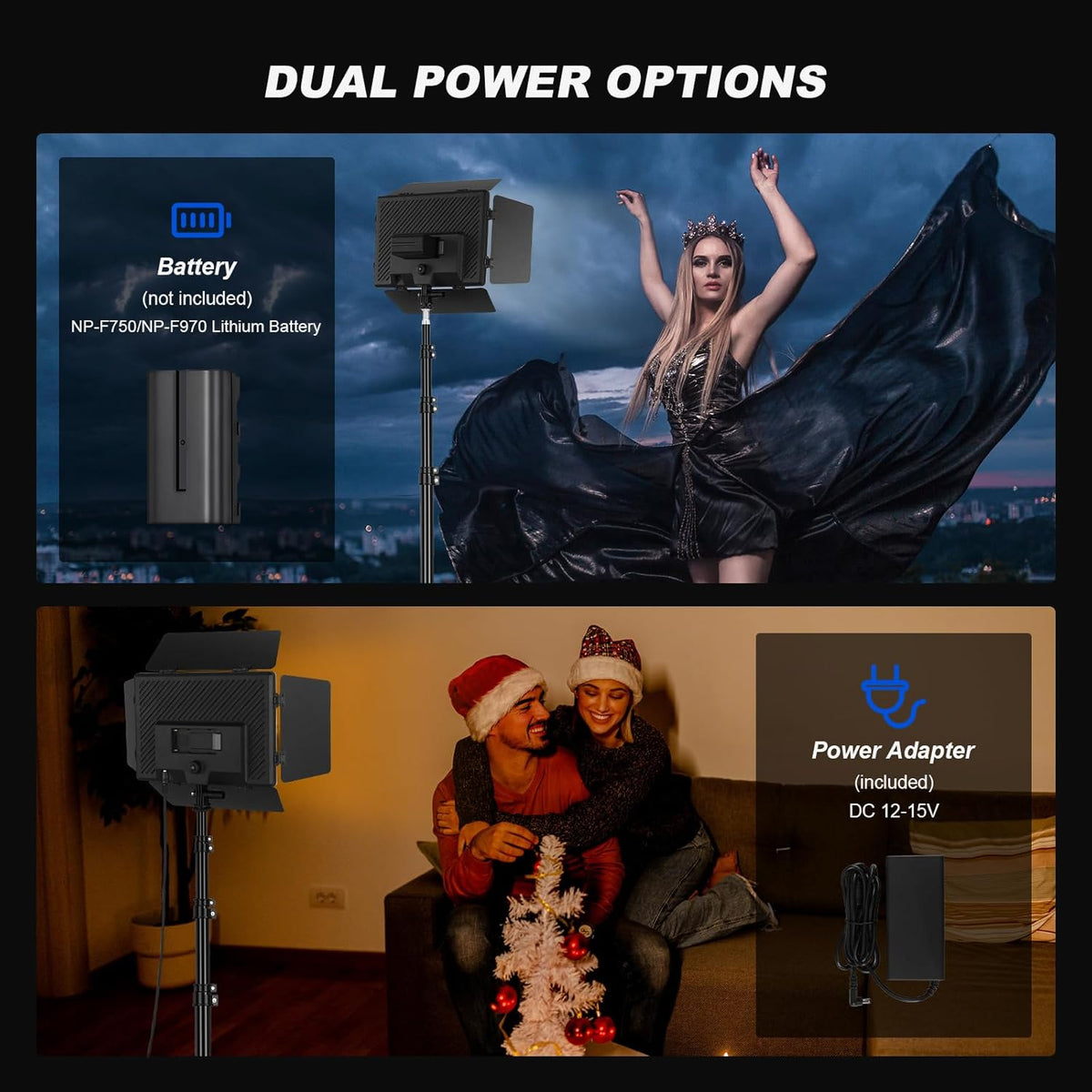 Soonpho Set van 2 LED foto-videolampen paneel met barn doors 2800-6500K dimbaar 20W licht fotografie studio videoverlichting met 1,6m statief en mobiele telefoon houder voor video YouTube live