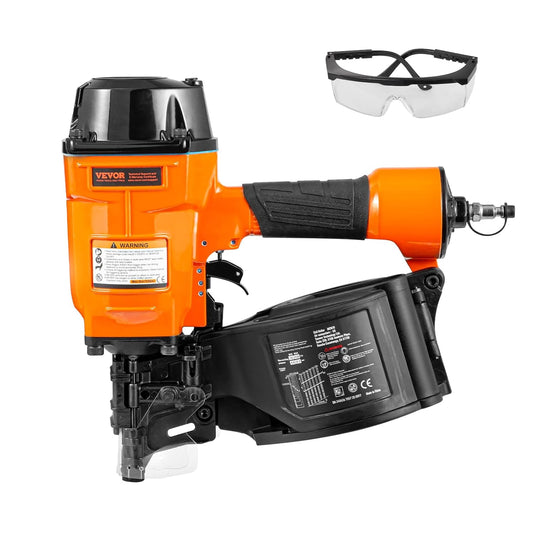 VEVOR Pneumatic Roller Nailer 45-70 mm Pneumatic Spool Nailer 15° MCN70 70-120 PSI Nail Head Φ5.5 - Φ7 mm Nail Gun for Pallets, Crates, Frames Cladding Fences