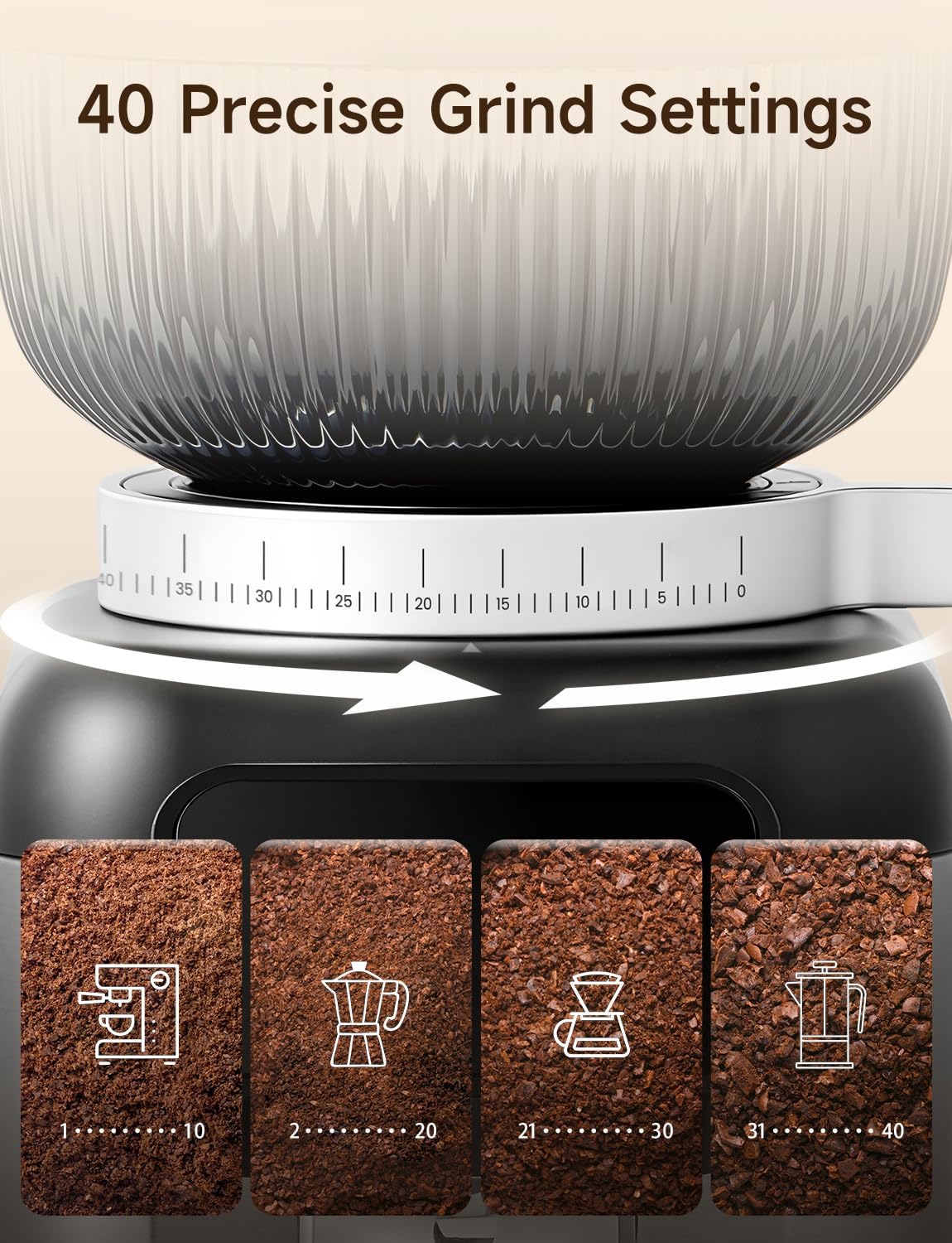 Elektrische koffiemolen – Koffiemolen – Koffiemaler – Espressomolen – Koffiegrinder – Afneembare houder voor zeefdrager en houder – Direct malen en netjes opvangen