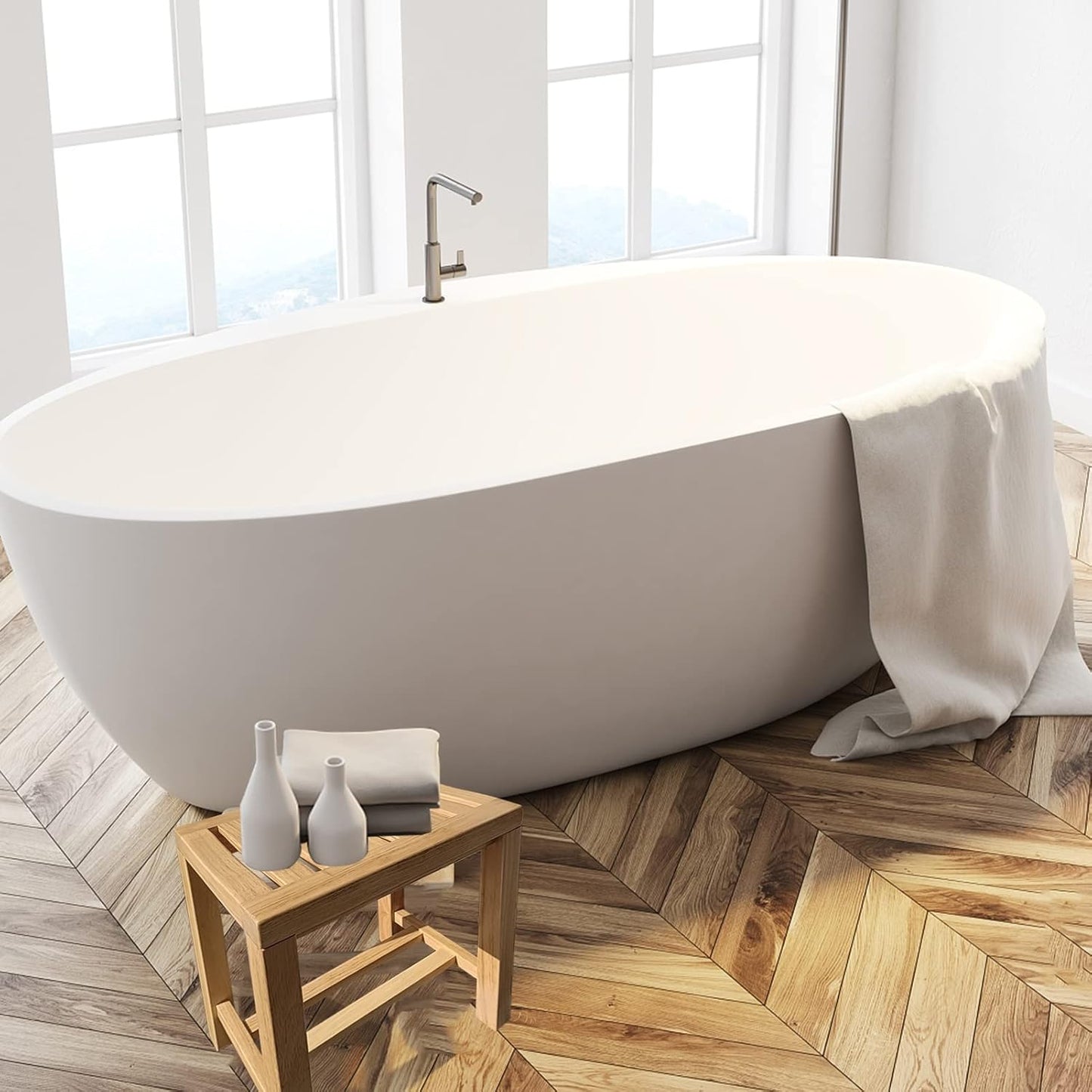 AMSXNOO Bamboe badkamerkruk, Douchekruk Badkruk voor Garderobe Bijzettafel Badkamer Zitbank Spa Sauna, HxBxD: 50 x 42 x 28 cm (Kleur: Natuurlijk, Grootte: 42 x 28 x 50 cm)