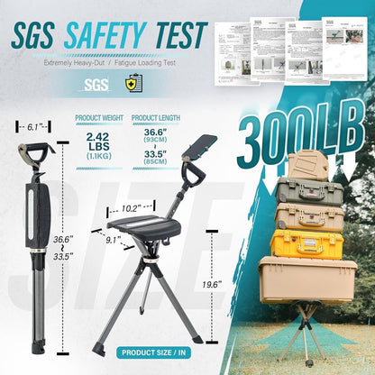 STEP2GOLD Ta-Da Stoel Serie 2 PRO, draagbare trekkingwandelstok, opvouwbare wandelstok met zitting, wandelstok met stoel, opvouwbare stoel, lichtgewicht aluminium, gemakkelijk te dragen en op te
