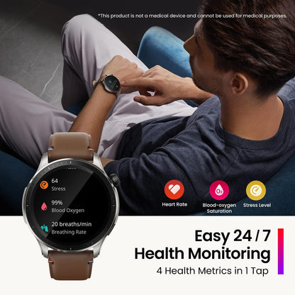 Amazfit GTR 4 Smartwatch voor iOS, Android, GPS-tracking, 150 sportmodi, bluetooth-telefoongesprekken, muziekopslag, 14 dagen batterijduur, Alexa