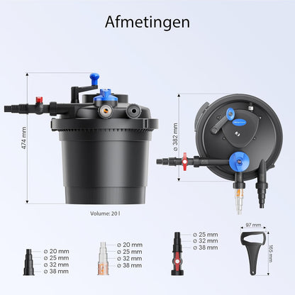SunSun CPF-5000 set tot 8000 l UVC 11 W NEO2800 pomp slang vijverfilterset