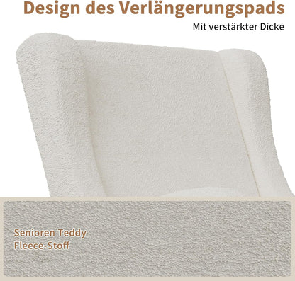 Schommelstoel – Relaxstoel – Fauteuil – Voedingsstoel – Schommelstoel Met Voetensteun – Schapenvacht Bekleding – Ergonomisch Lendenkussen – Zijvakken