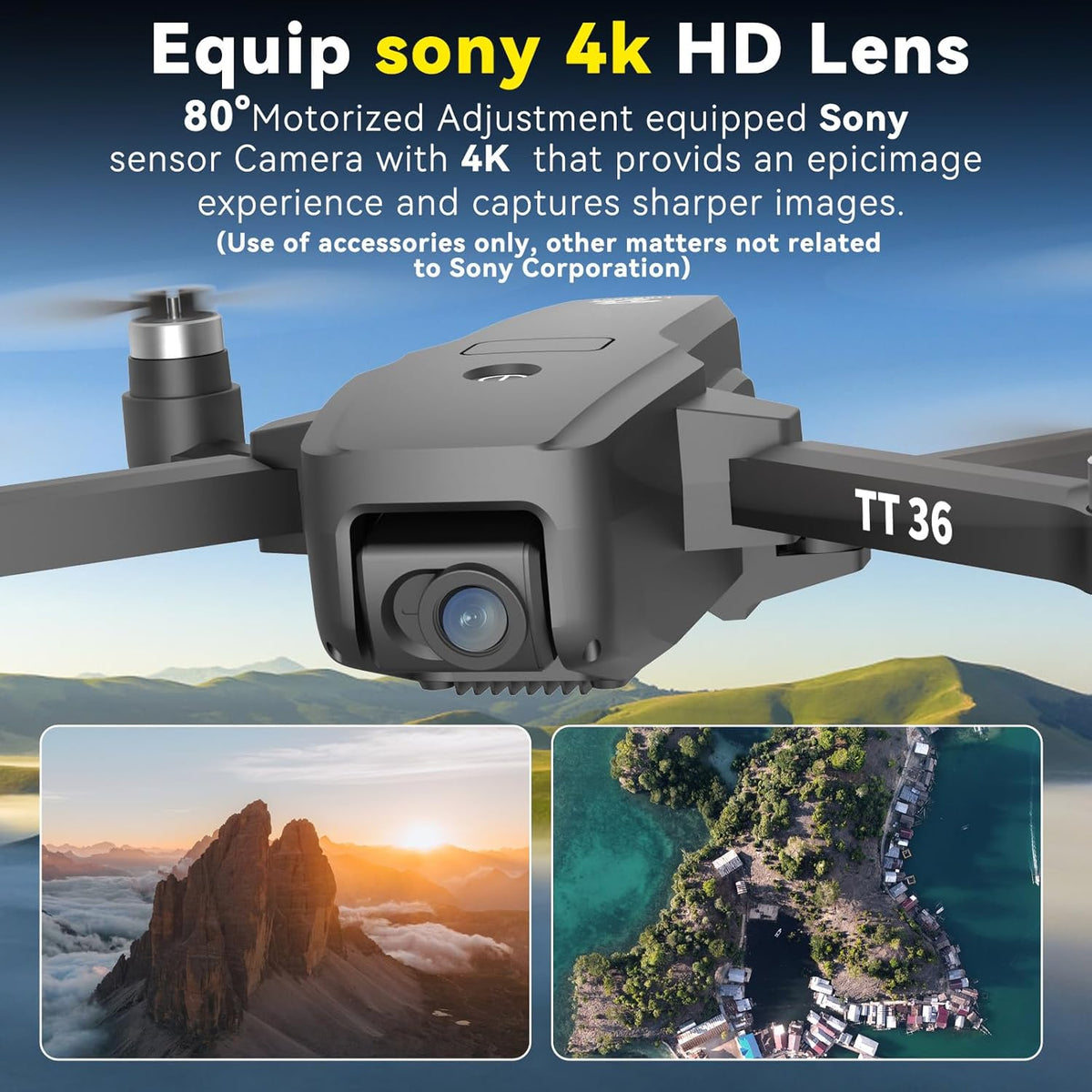 TT36 GPS Drone met Camera 4K voor Volwassenen 5G WiFi Realtime Transmissie GPS Intelligente Terugkeer RC Quadcopter Borstelloze Motoren Drones voor Beginners