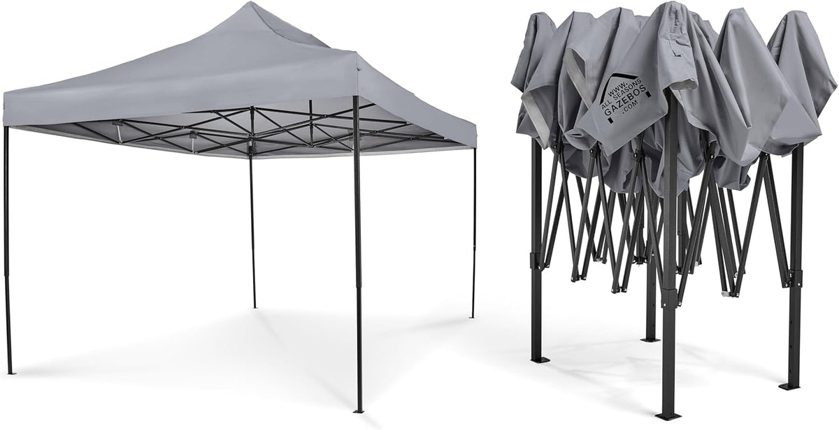 All Seasons Gazebos 3 x 4,5 m, volledig waterdicht vouwpaviljoen, metallic grijs