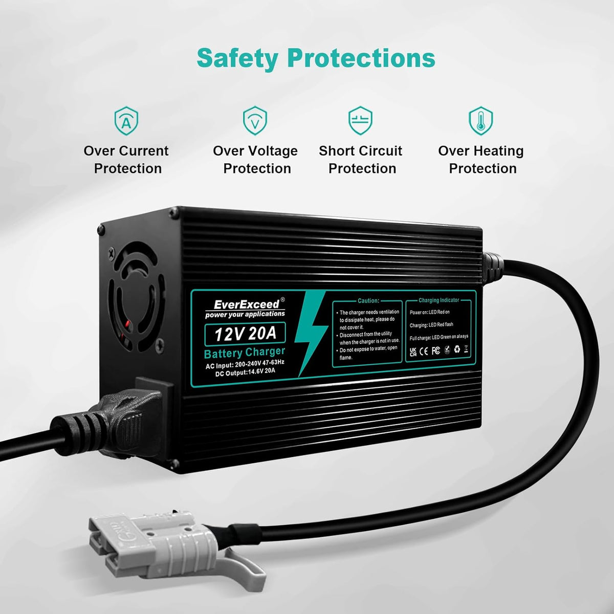 12V 20A LiFePO4 Batterijlader – Lithium Batterij Oplader – Acculader – Lithium Acculader – Camper Batterijlader – Snelle Oplaadtijd – Meervoudige Beveiliging