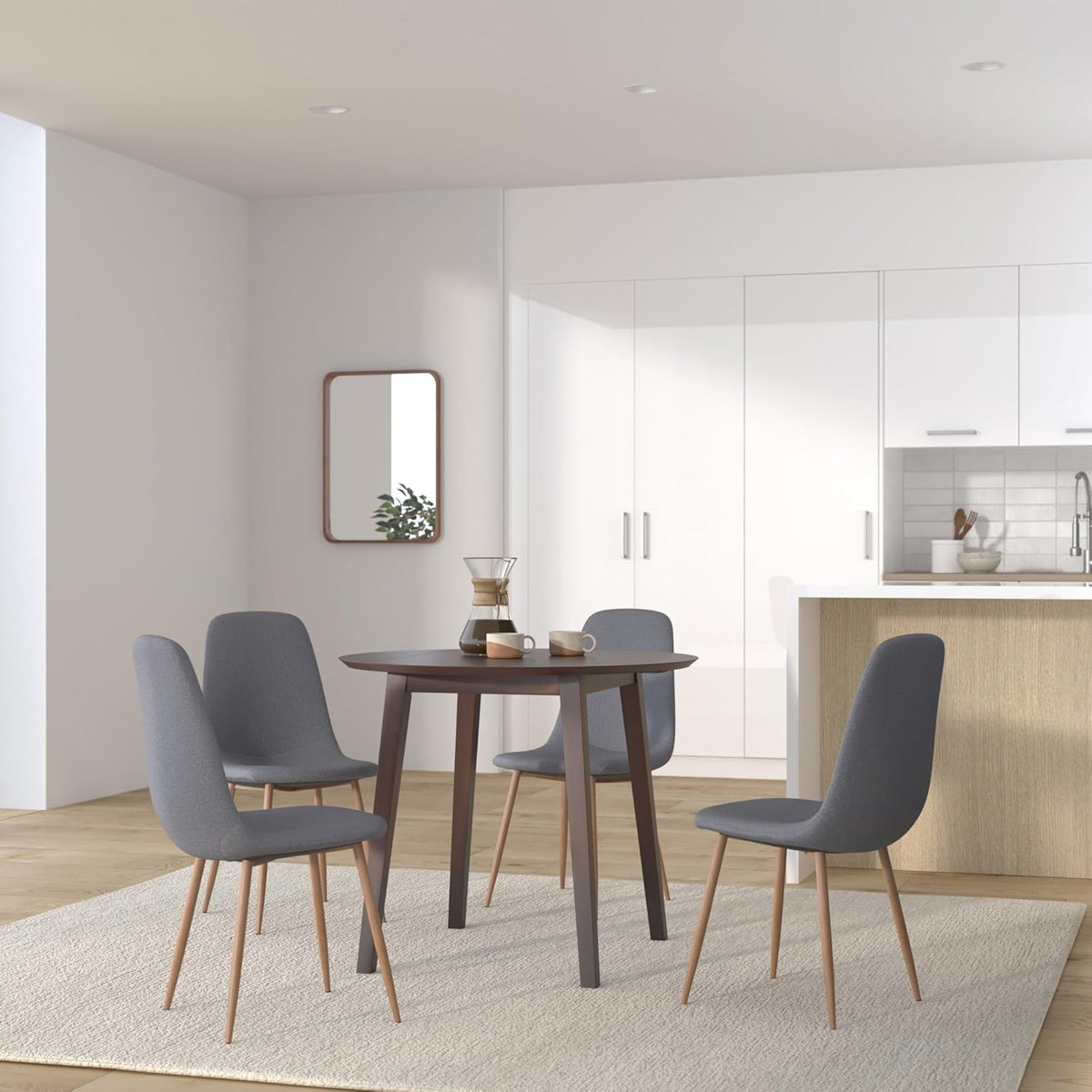 Inklapbare Ronde Eettafel – Opklapbare Tafel – Uitklapbare Keukentafel – Compacte Eettafel – MDF Tafel – Bruin – Ø 90 cm – Rubberwood Poten