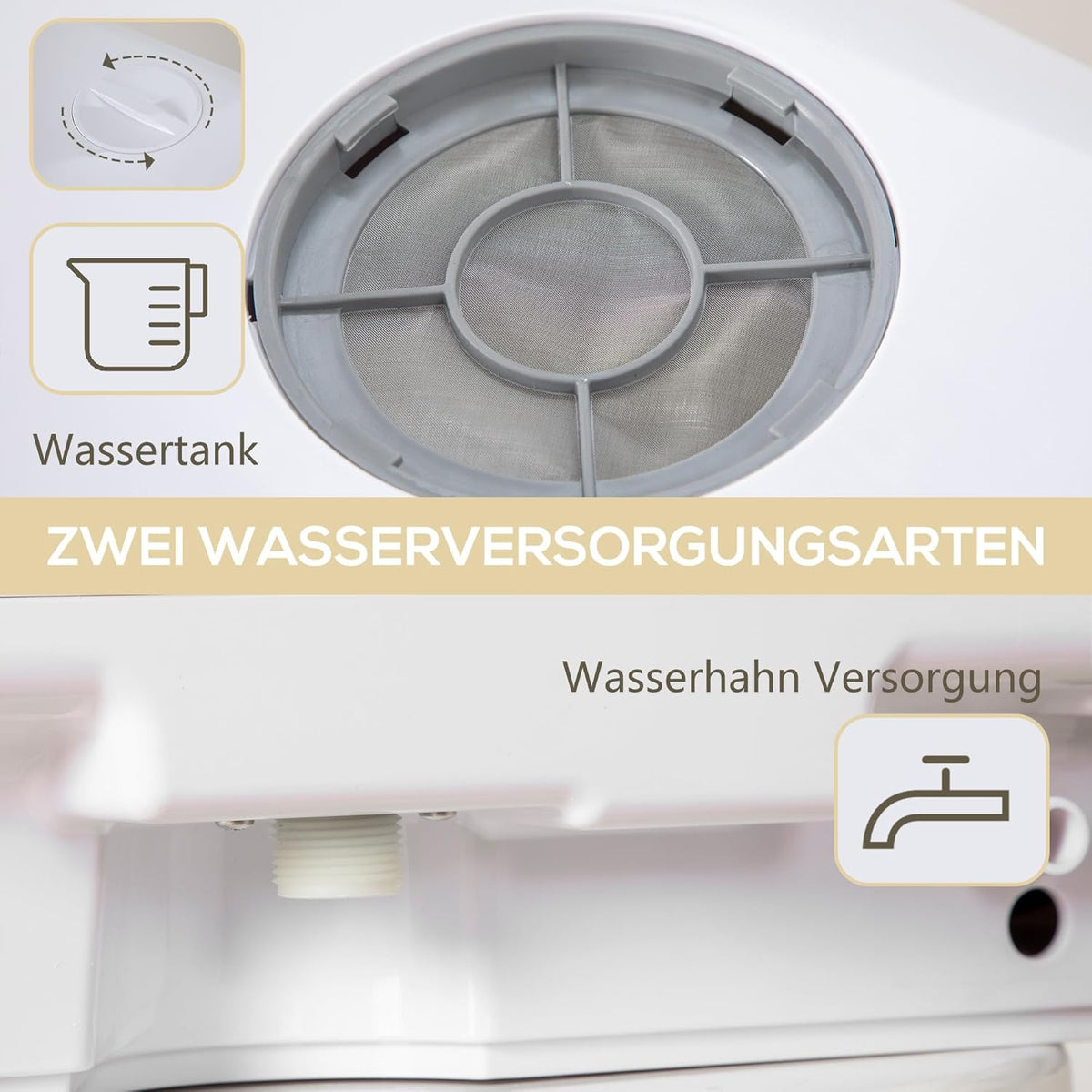 HOMCOM Tischgeschirrspüler mit/ohne Wasseranschluss benutzbar Mini Geschirrspüler mit Platz für 4 Maßgedecke, 6 Programmen, eingebautem 6-Liter-Wassertank, für Büro,Camping, Wohnmobil, Weiß