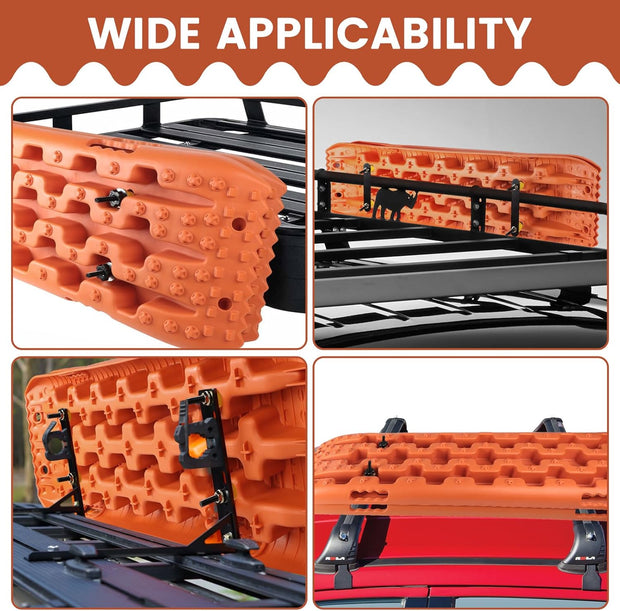 Zandplaten - Bandenladder - Autoaanhanger - Set van 2 - Tractiemat - Gripmat - Offroad-Accessoires - Recovery Board - Tractiehulp - Oprijwiggen - voor Zand - Modder - Sneeuw - 103 x 27 x 5,5 cm - Oranje