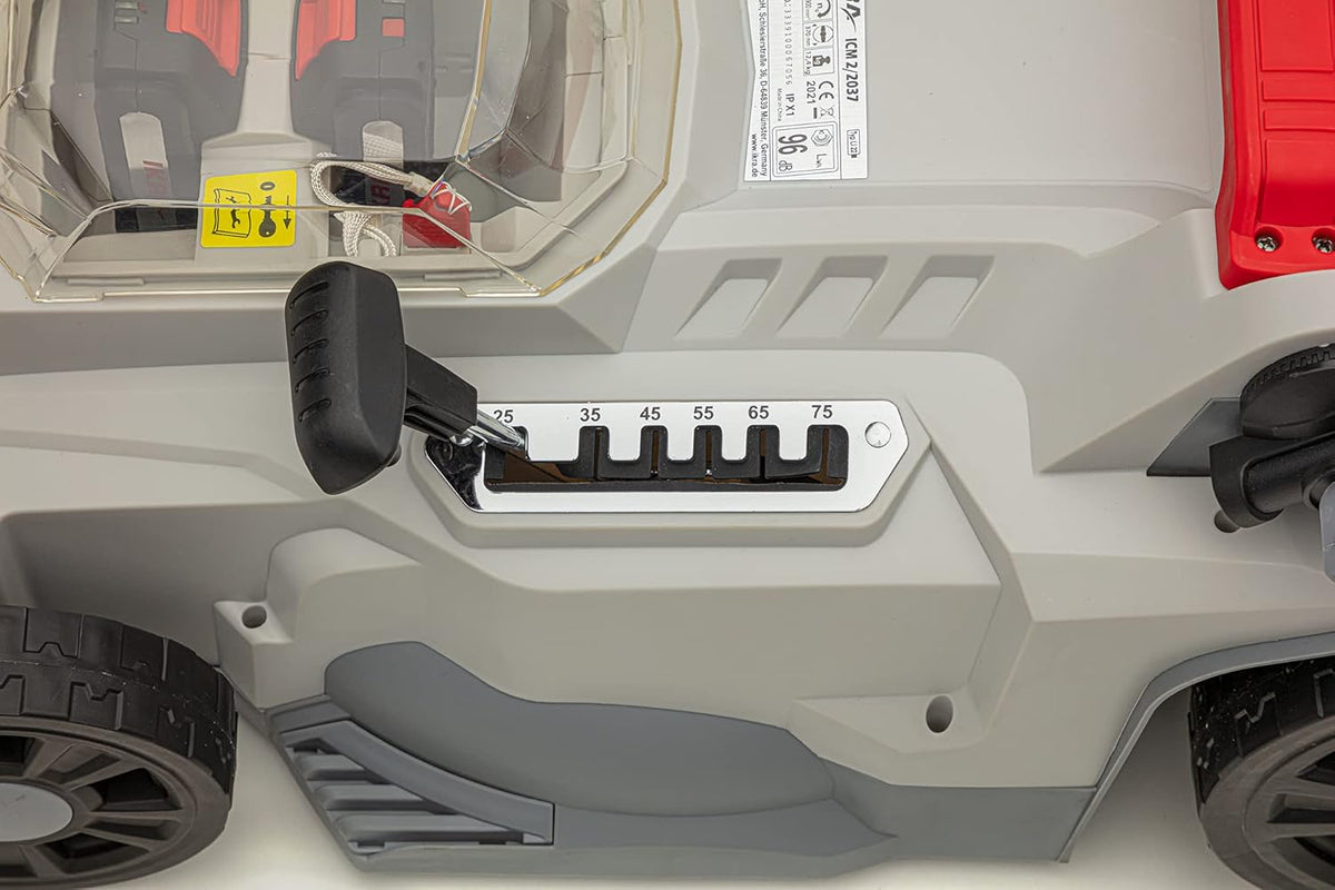 IKRA Accu Grasmaaier Mulchmaaier ICM 2/2037 incl. 2x accu & dubbele snellader, incl. reserve mes