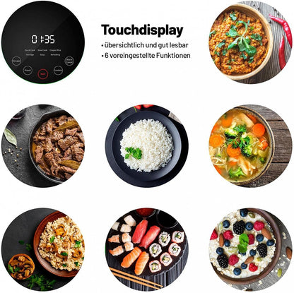 Lauben Low Sugar Rice Cooker rijstkoker met lage zoekfunctie, inhoud 1,5 l, vertraagde start, warm houden, binnencontainer vaatwasmachinebestendig, anti-aanbaklaag (wit)