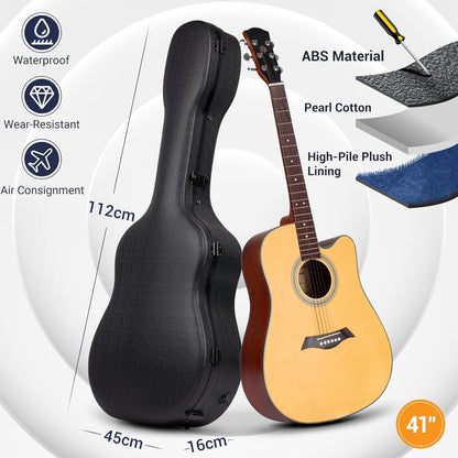 CAHAYA Harde Gitaargevallen voor Akoestische Gitaar Klassieke Gitaar Waterdichte ABS Case 41, Luxe Zwart, 41 inches, Gitaar koffer ABS