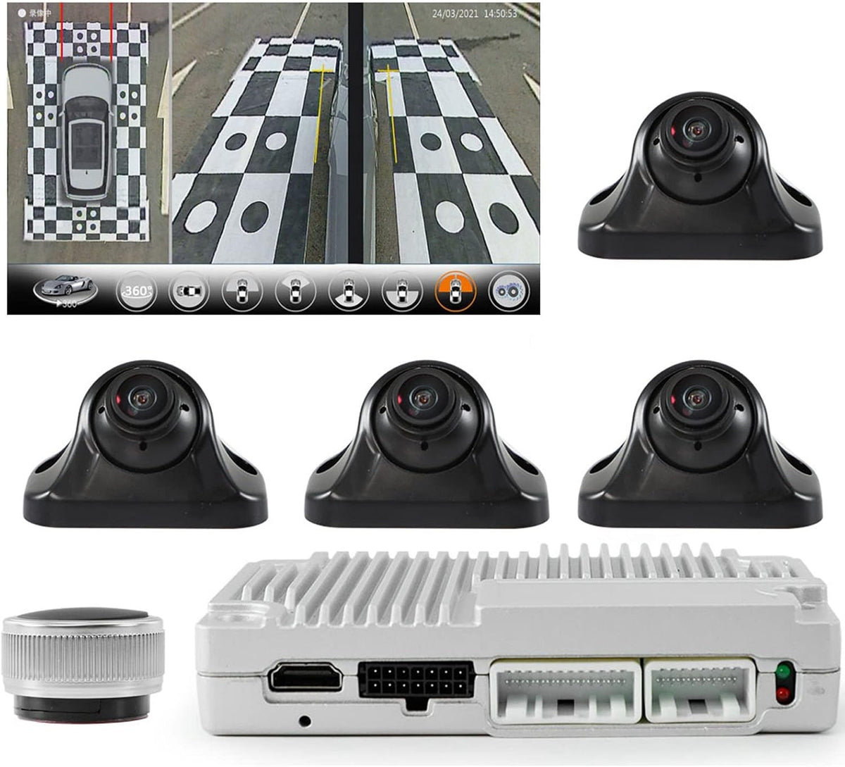 360° Surround View-camerasysteemkit, Fydun Met Voor Achter Links Rechts Back-up Parking 4 weg Camera's Panoramisch Rijden Auto Waterdichte Nachtzichtcamera