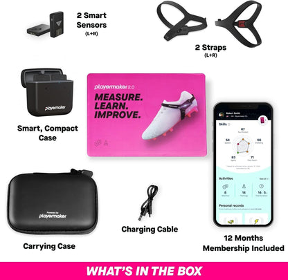 Playermaker Smart Football Tracker for Cleats, 25+ Technical & Physical Football Training Metrics, 12 Month Access to Playermaker Technology App Included, Next-Level Precision Beyond GPS Trackers