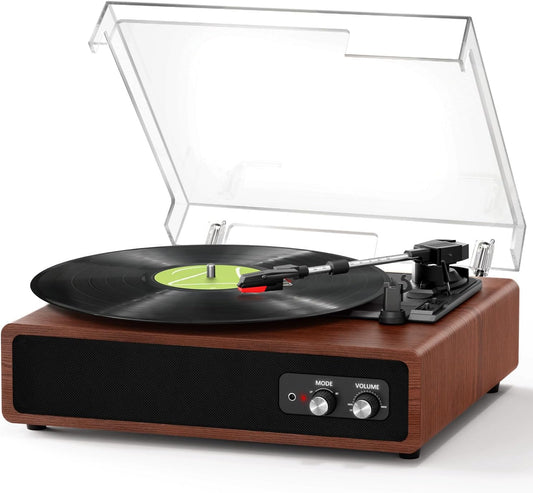 Platenspeler – Draaitafel – Vinylspeler – Grammofoon – LP Speler – Kastanjebruin – Bluetooth In/Uit – Ingebouwde Stereo-Luidsprekers