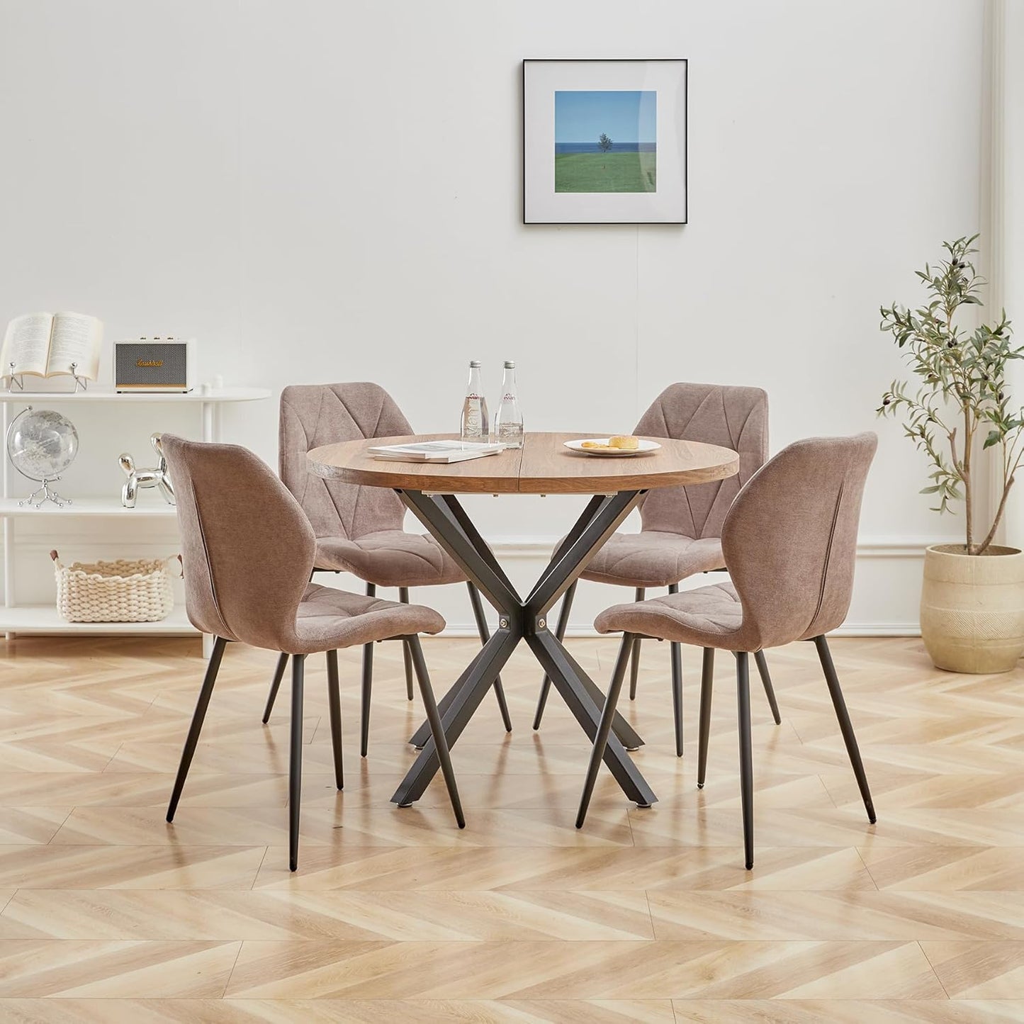 Eetkamerstoelset van 4 - Stoelen - Keukenstoel - Scandinavisch minimalistisch - Kastanjebruin