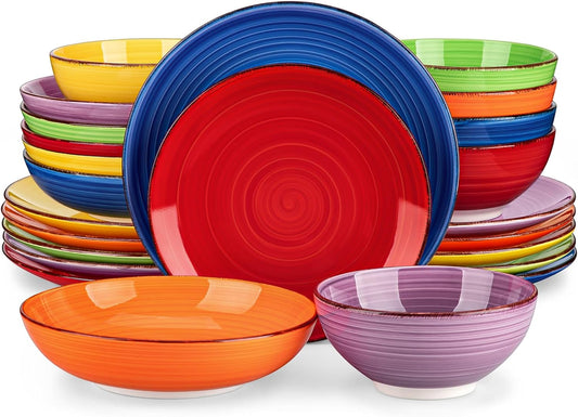 vancasso Bonita Tafelservies voor 6 personen, 24-delig, aardewerk, modern dinercombiservies met elk 6 platte borden, slaborden, soepborden en kommen