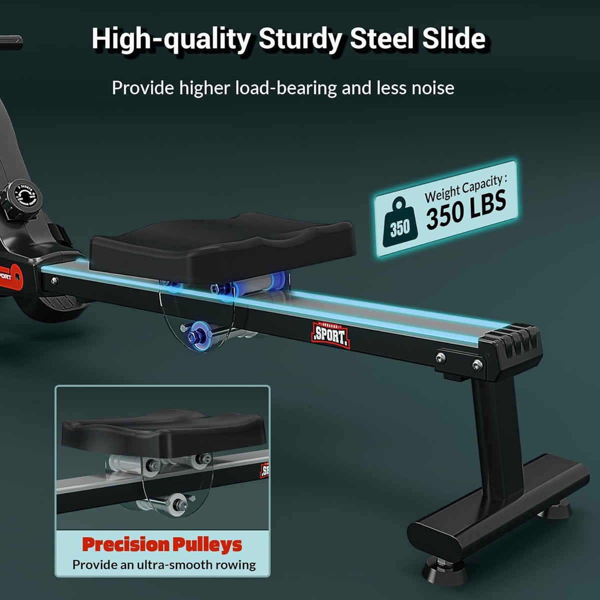 Rowing Machine, Wenoker Magnetic Rowing Machine for Home, 350lbs Weight Capacity, Smooth Whisper Quiet with LCD Monitor Tablet Holder and Comfortable Seat Cushion, Compact and Save Space - QUORE