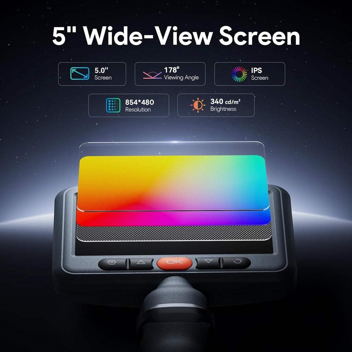 Industriële endoscoopcamera, IPS, 5 inch, 1080p, inspectiecamera