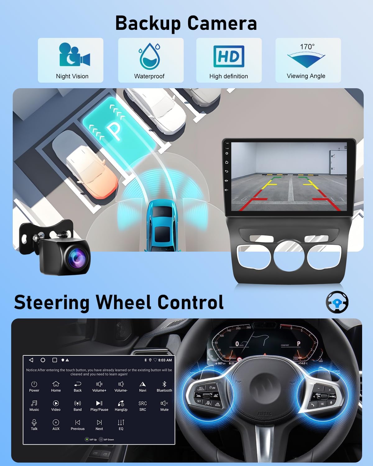 NHOPEEW 2G + 64G Autoradio voor Citroën C4 II / DS4 / DS4 Crossback 2011-2018, 9 inch touchscreen, draadloze CarPlay Android Auto, WLAN, GPS, FM, RDS, gedeeld scherm, SWC, AHD achteruitrijcamera