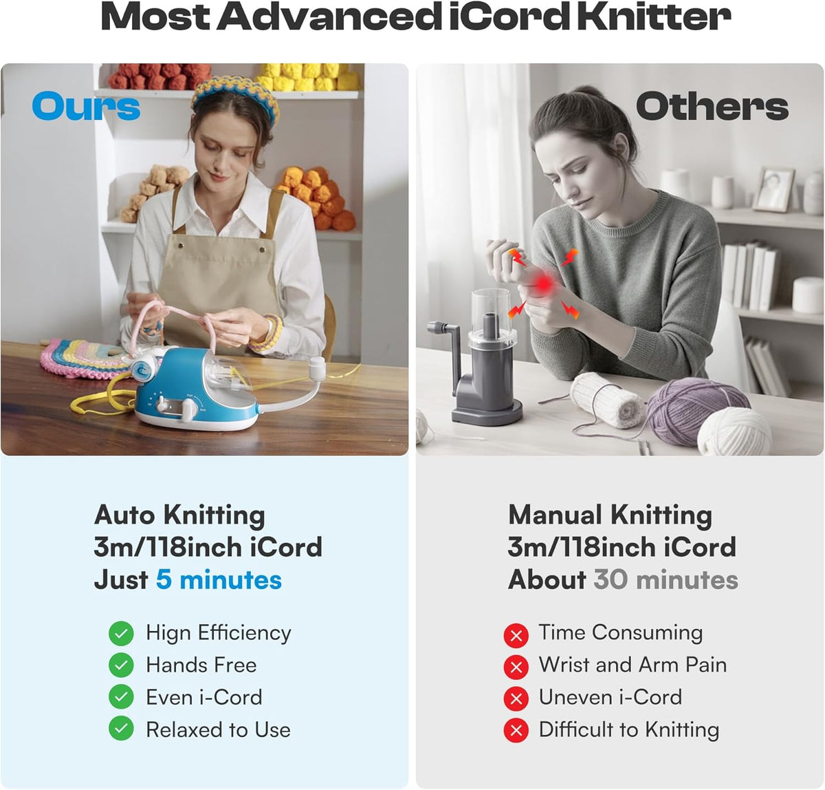 Automatische I-Cord Breimachine – Breimolen – Koordmaker – I-Cord Maker – Decoratieve Breimachine – 3 Snelheden – Gelijkmatige Draadspanning
