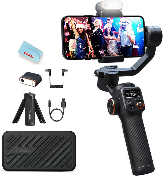 Hohem iSteady M6 Kit Smartphone Gimbal Stabilisator 3 assen met magnetische AI-Tracker Fill Light voor iPhone Android met 0,91 inch OLED-display Max. Draagvermogen 400 g