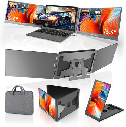15,6 inch Laptop Schermverlenger – Draagbaar Extern Scherm – Monitor Extender – Portable Display – Tweede Scherm – FHD 1080P IPS Scherm – 360° Rotatie & Ultradun Aluminium Design