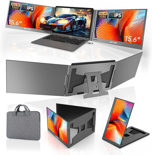 15,6 inch Laptop Schermverlenger – Draagbaar Extern Scherm – Monitor Extender – Portable Display – Tweede Scherm – FHD 1080P IPS Scherm – 360° Rotatie & Ultradun Aluminium Design