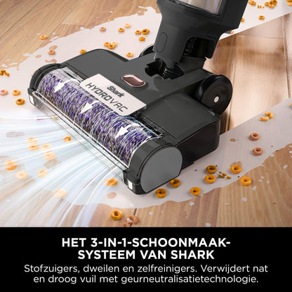Shark HydroVac Draadloze Vloerreiniger met Antimicrobiële Borstelrol & Geur-Neutraliserende Multi-Oppervlakte Oplossing, Zelfreinigend, Zuigt & Dweilt Natte & Droge Vlekken, Grijs WD210EU