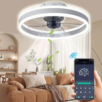 Wildcat plafondventilator met verlichting, stille moderne LED met afstandsbediening Timer ventilator plafondlamp ventilatorlicht voor woonkamer slaapkamer eetkamer (Wit, 50CM)