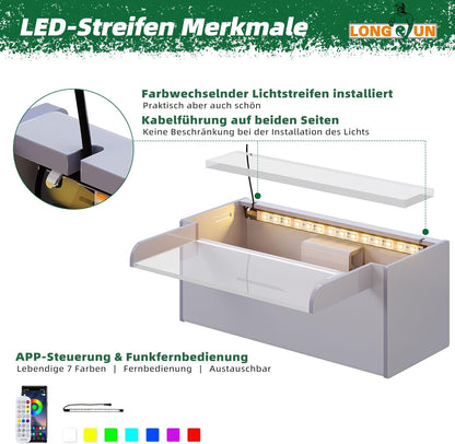 LONGRUN 30 cm vijver waterval, acryl zwembadwaterval met waterpomp, 7 kleuren Bluetooth LED tuinfontein