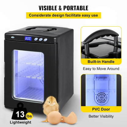 Incubator 5°-60 °C (36-140 °F), 25 l, automatische broedmachine met constante temperatuur voor reptielen of amfibieën