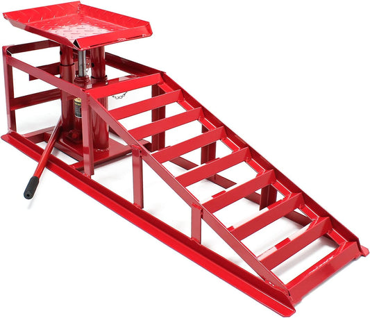 Hydraulische Oprijbok Met Krik – Oprijbrug – Hefplatform – Autobrug – Oprijplaat – Tot 2000 kg – Geschikt Voor Banden Tot 225 mm