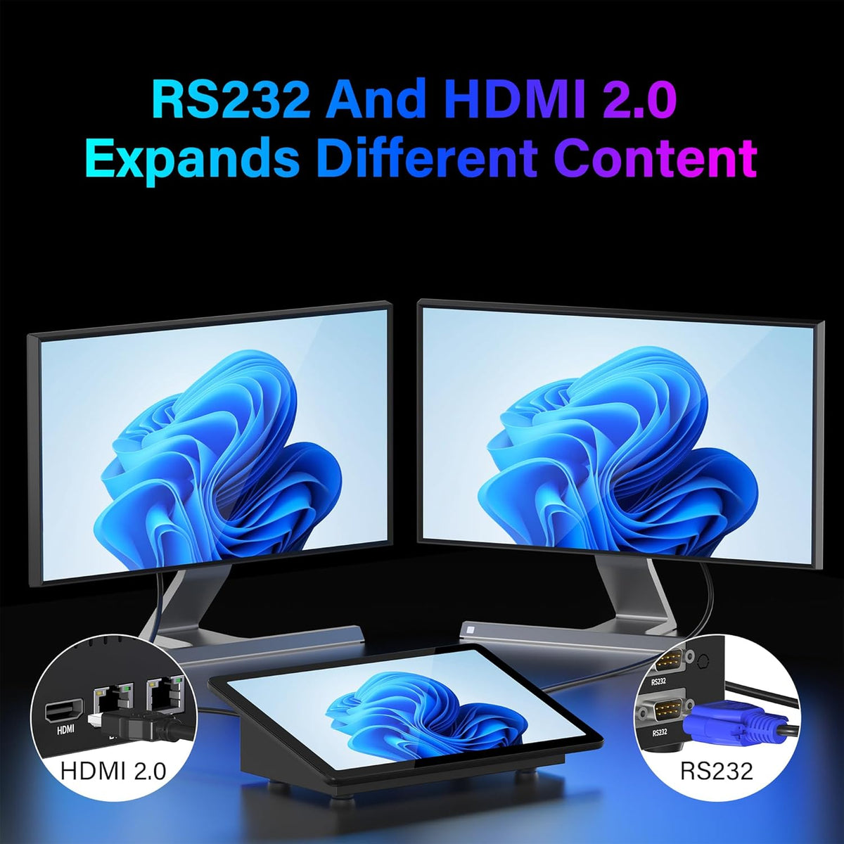 Mini-PC Desktop N5095 Win 11 with 29.5 cm (11.6 Inch) Touchscreen, 8GB RAM, 128GB eMMC, Dual 4K Display Output, HDMI and Type-C, Dual RS232 - QUORE