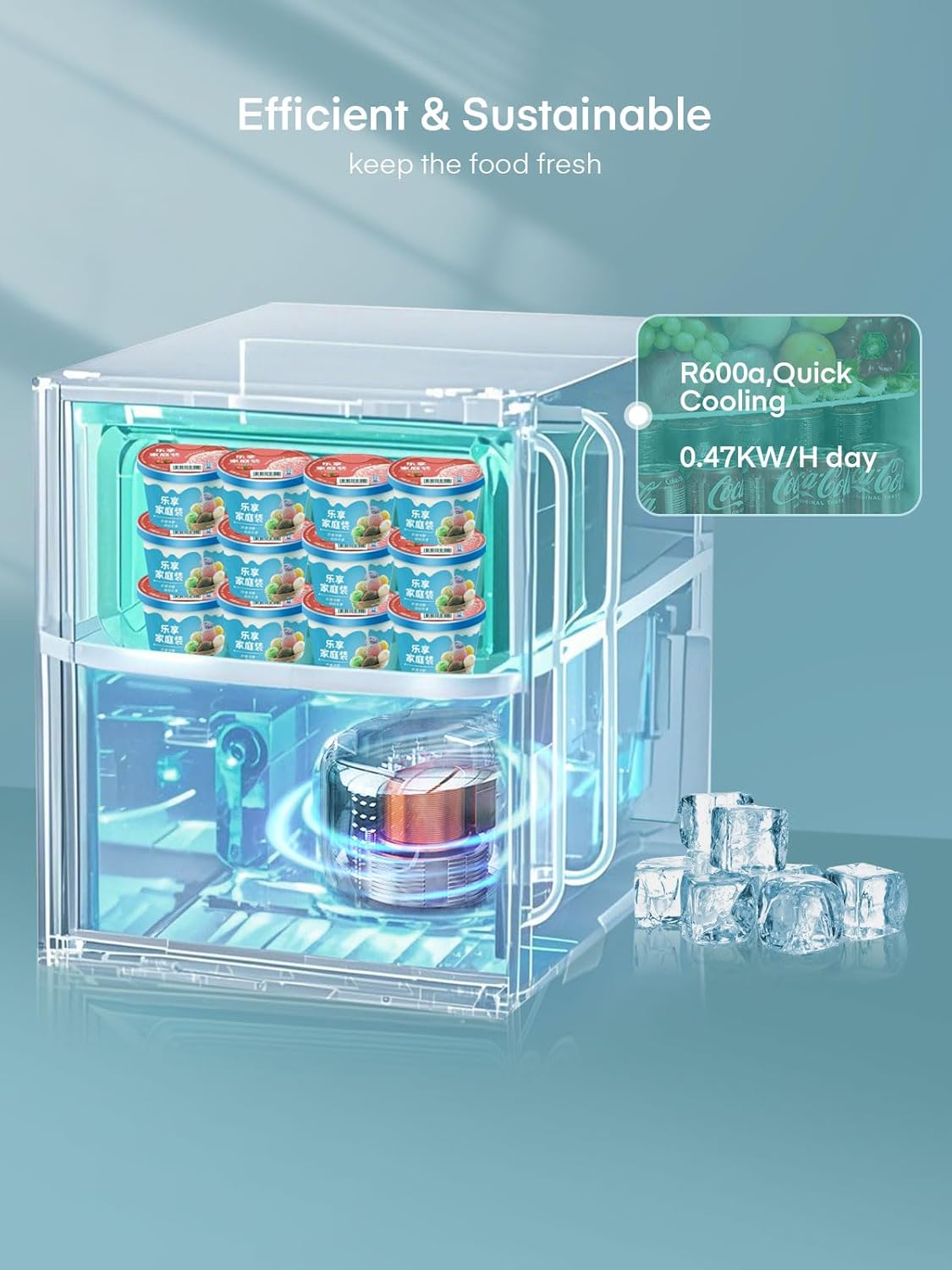 FOHERE Compact Upright Freezer, 1.1 Cu.Ft Worktop, Mini Freezer with Reversible Door and 7 Adjustable Temperatures, Removable Wire Rack for Home/Dorms/Home/Office - QUORE