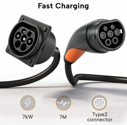 Type 2 EV-verlengkabel, 7 kW, 7 m, 32 A, verlengkabel voor opladen voor elektrische voertuigen volgens IEC62196