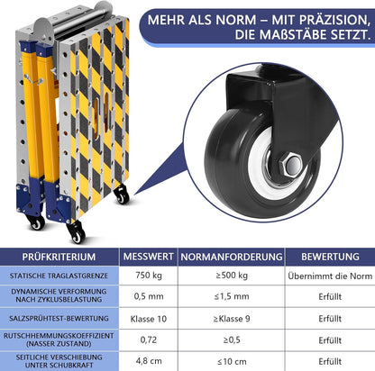 2-in-1 stabiel werkplatform + mobiele lastafel met antislip kleefstrips, 60-90 cm in hoogte verstelbaar, inklapbaar werkplatform loopplatform aluminium frame werkbank gegalvaniseerd, 500 kg