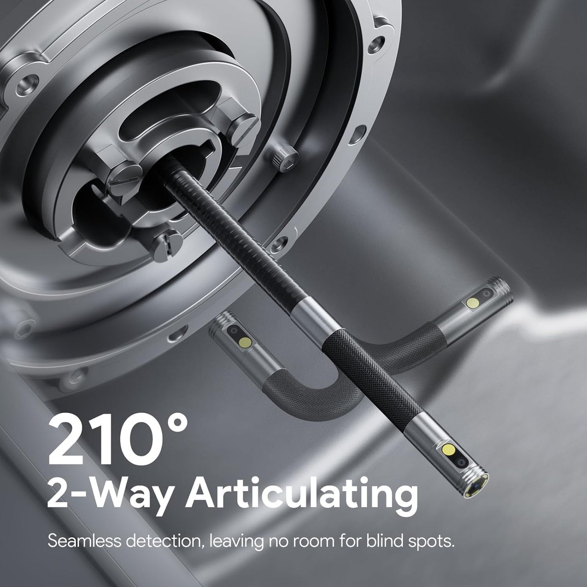 DEPSTECH Endoscoop met dubbele lens met 210 graden tweeweg-scharnier, industriële endoscoopcamera met verlichting, 0,33 inch sonde, 3M waterdichte flexibele slangenbuis, video-inspectiecamera-tool